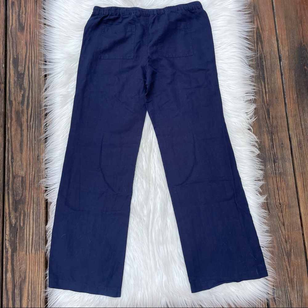 New York & Company Linen Blend Straight Leg Pull On Pants S